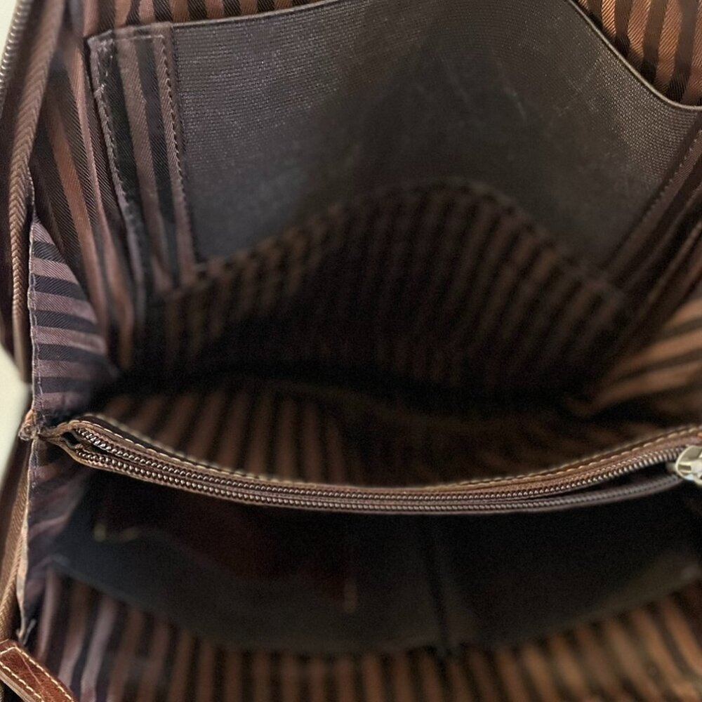 Jack Georges Dark BrownVoyager Leather Travel Convertible Backpack/Crossbody Bag - Picture 6 of 14